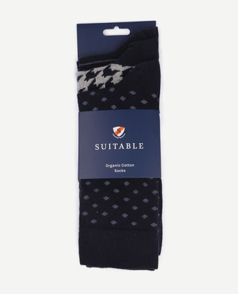 Sokken (3-pack) print donkerblauw