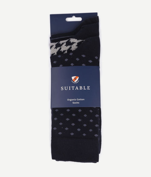 Suitable sokken (3-pack) print donkerblauw
