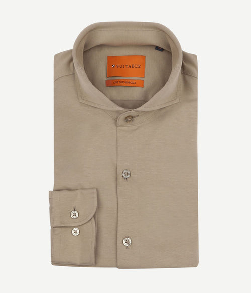 Suitable sorona overhemd beige | Slim-fit