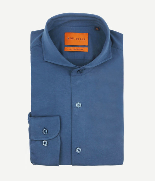 Suitable sorona overhemd denim blauw | Slim-fit