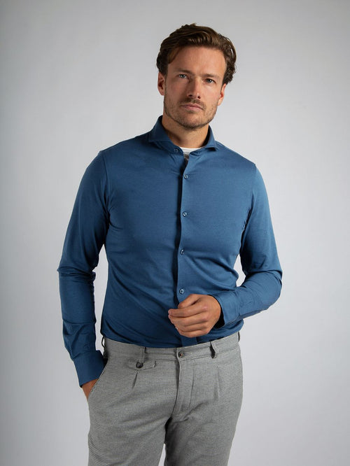 Suitable sorona overhemd denim blauw | Slim-fit