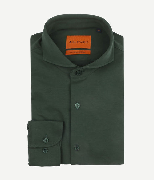 Suitable sorona overhemd donkergroen | Slim-fit