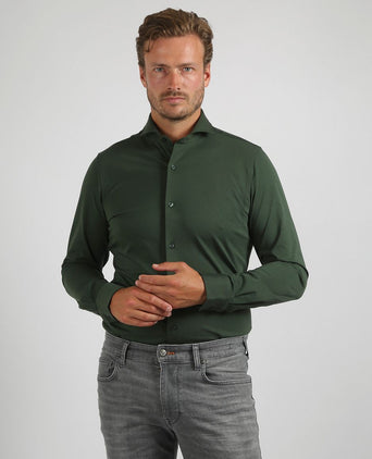 Suitable sorona overhemd donkergroen | Slim-fit
