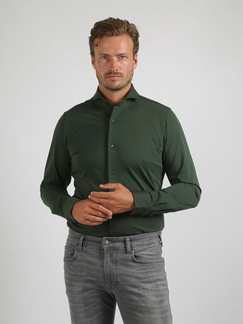 Suitable sorona overhemd donkergroen | Slim-fit