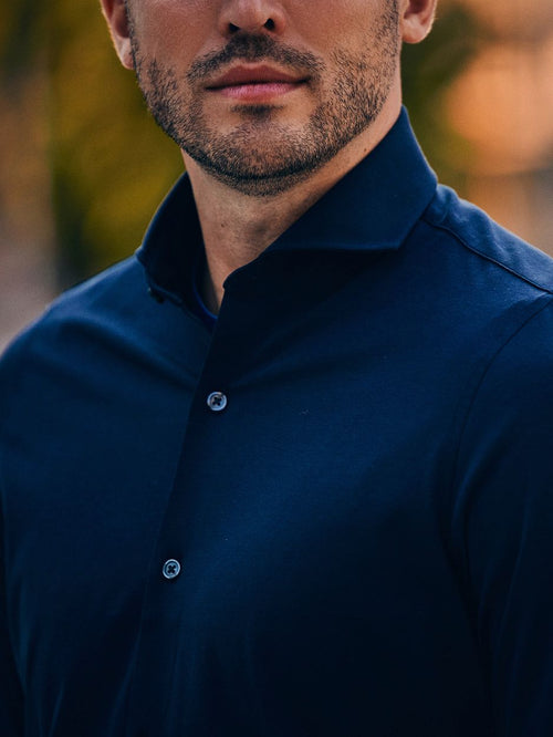 Suitable sorona overhemd donkerblauw | Slim-fit