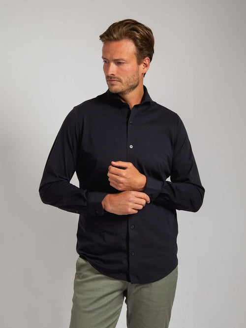 Suitable sorona overhemd donkerblauw | Slim-fit