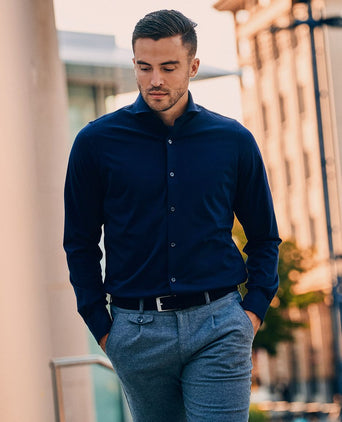 Suitable sorona overhemd donkerblauw | Slim-fit