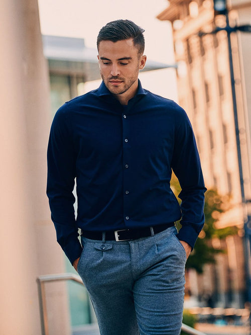 Suitable sorona overhemd donkerblauw | Slim-fit