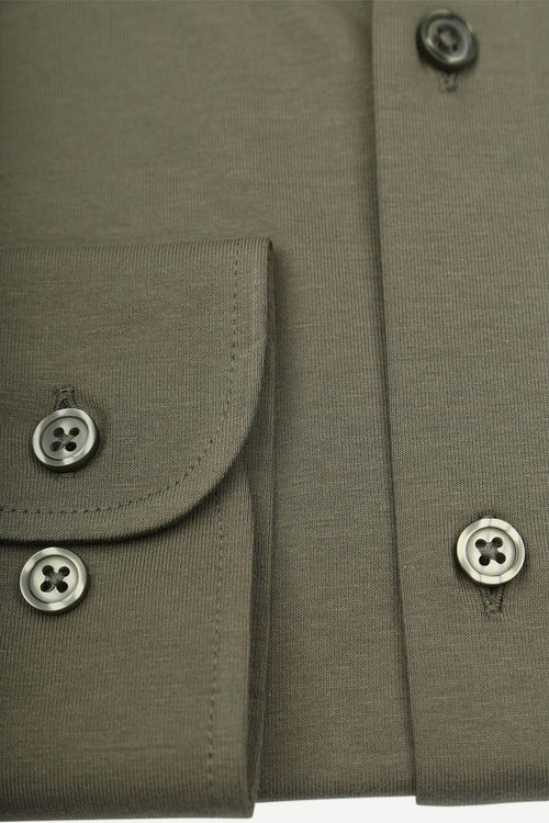 Suitable sorona overhemd olijfgroen | Slim-fit