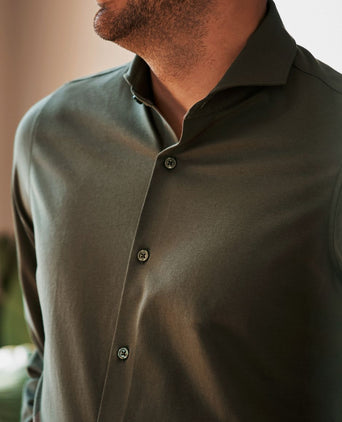 Suitable sorona overhemd olijfgroen | Slim-fit