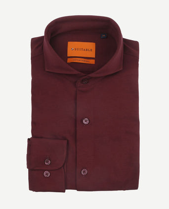 Suitable sorona overhemd wine rood | Slim-fit