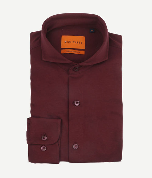 Suitable sorona overhemd wine rood | Slim-fit