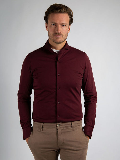 Suitable sorona overhemd wine rood | Slim-fit