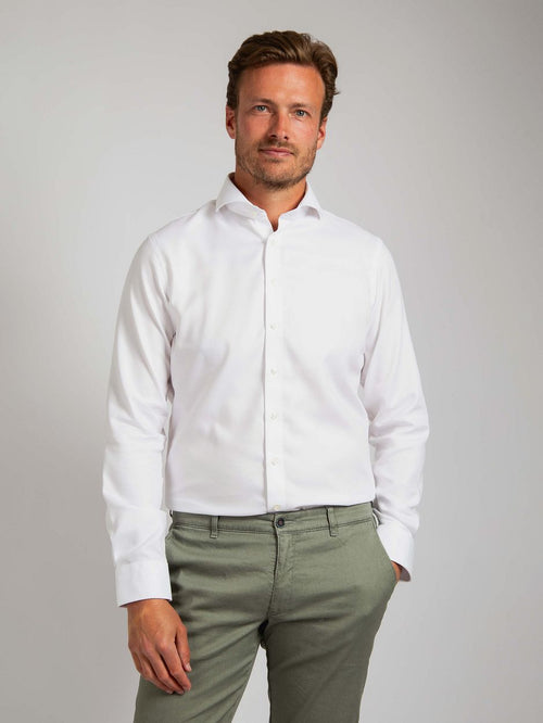 Suitable sorona overhemd gebroken wit | Slim-fit