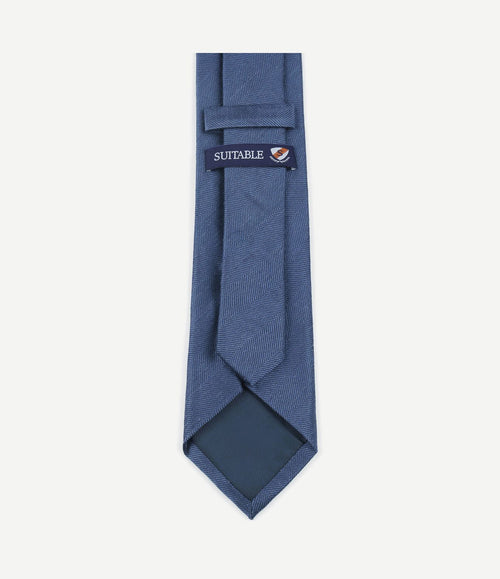 Stropdas wol/zijde visgraat indigo
