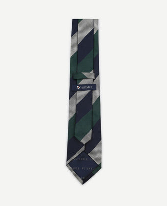 Stropdas zijde wide stripe donkerblauw groen