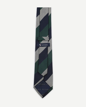 Stropdas zijde wide stripe donkerblauw groen