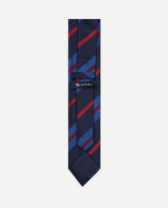 Stropdas zijde triple stripe donkerblauw