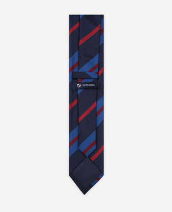 Stropdas zijde triple stripe donkerblauw