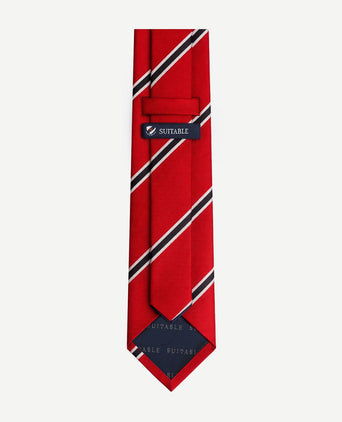 Stropdas zijde triple stripe rood