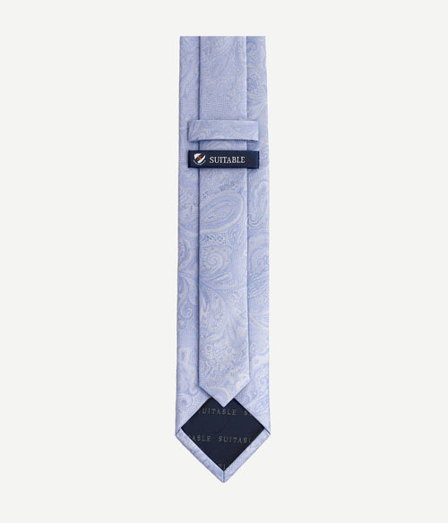 Stropdas zijde big paisley lichtblauw