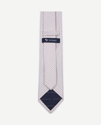 Stropdas zijde dots off white