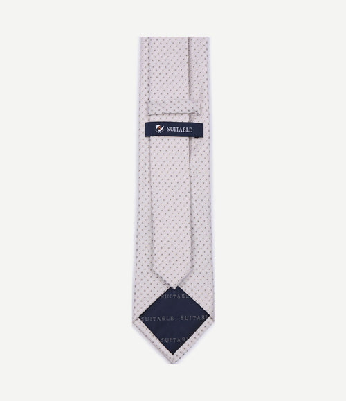 Stropdas zijde dots off white