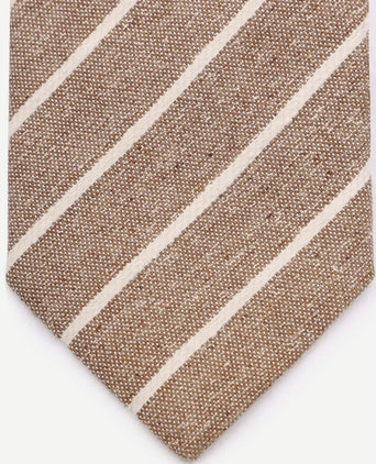 Suitable stropdas linnen streep beige