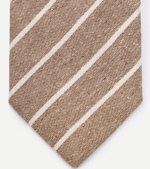 Suitable stropdas linnen streep beige