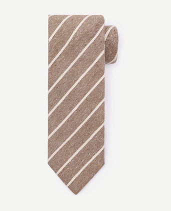 Suitable stropdas linnen streep beige