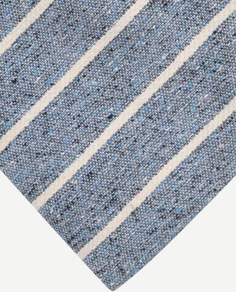 Suitable stropdas linnen streep blauw