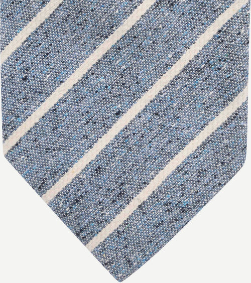 Suitable stropdas linnen streep blauw