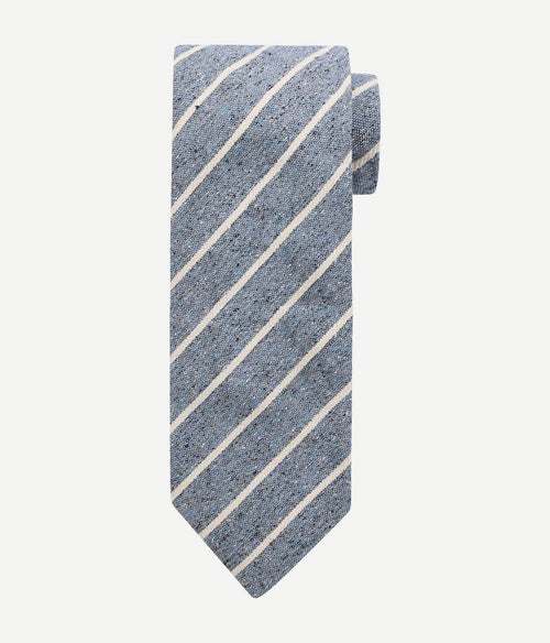 Suitable stropdas linnen streep blauw