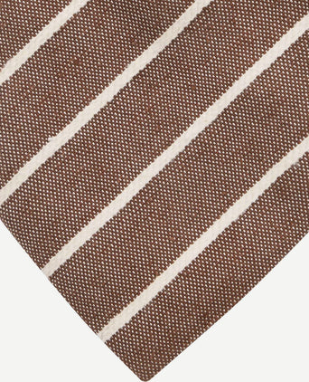 Suitable stropdas linnen streep bruin