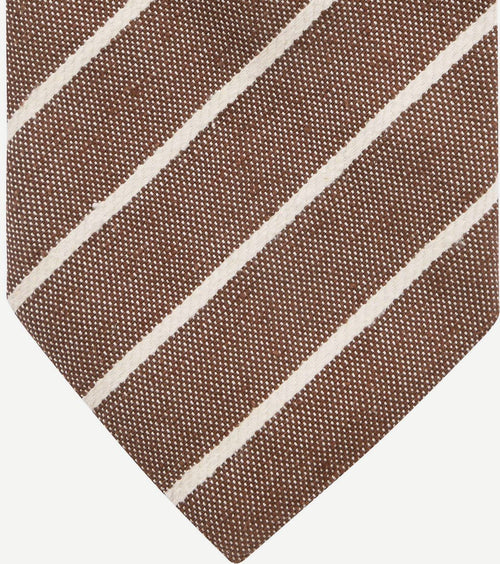 Suitable stropdas linnen streep bruin