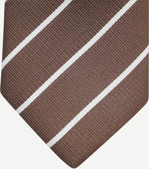 Suitable stropdas twill strepen bruin