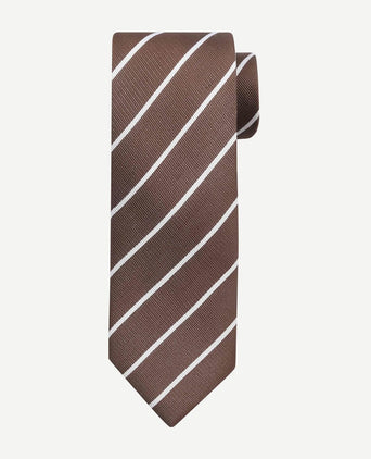 Suitable stropdas twill strepen bruin