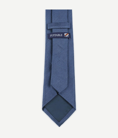 Suitable stropdas wol/zijde visgraat indigo