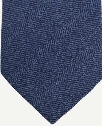 Stropdas wol/zijde visgraat donkerblauw