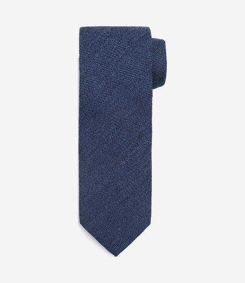 Stropdas wol/zijde visgraat donkerblauw