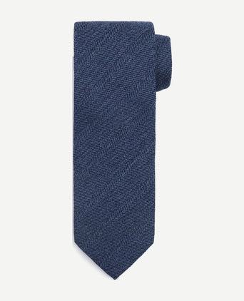 Suitable stropdas wol/zijde visgraat donkerblauw