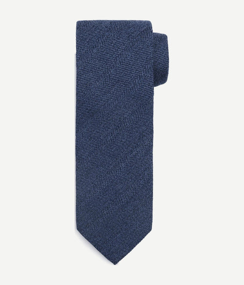 Suitable stropdas wol/zijde visgraat donkerblauw