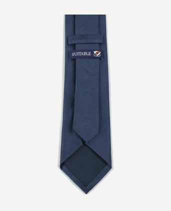 Stropdas wol/zijde visgraat donkerblauw