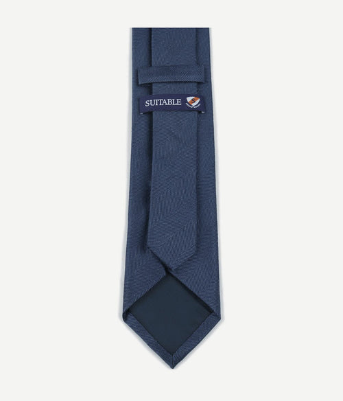 Suitable stropdas wol/zijde visgraat donkerblauw