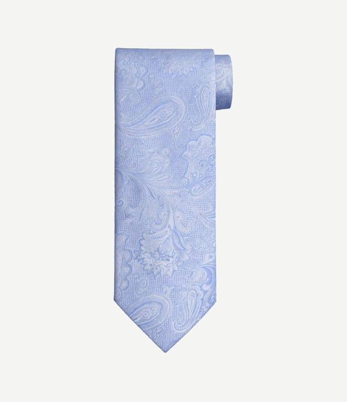 Stropdas zijde big paisley lichtblauw