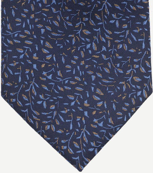 Suitable stropdas zijde bladeren donkerblauw