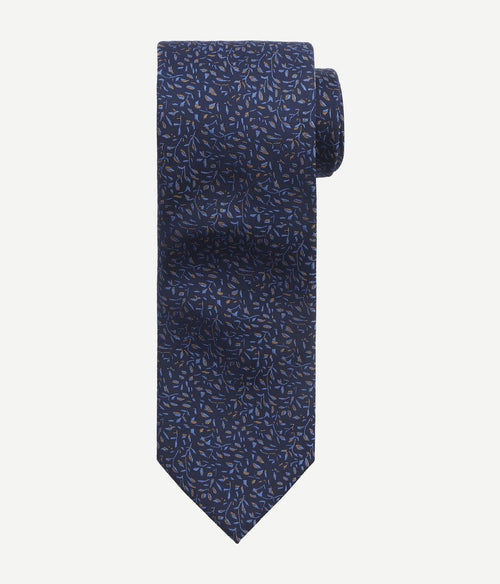 Suitable stropdas zijde bladeren donkerblauw