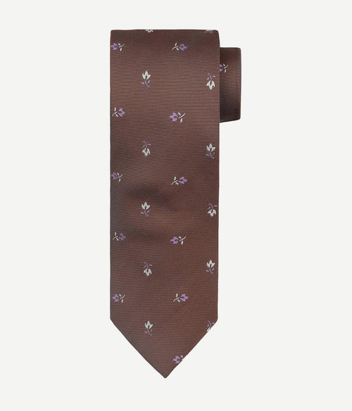 Suitable stropdas zijde bloem bruin