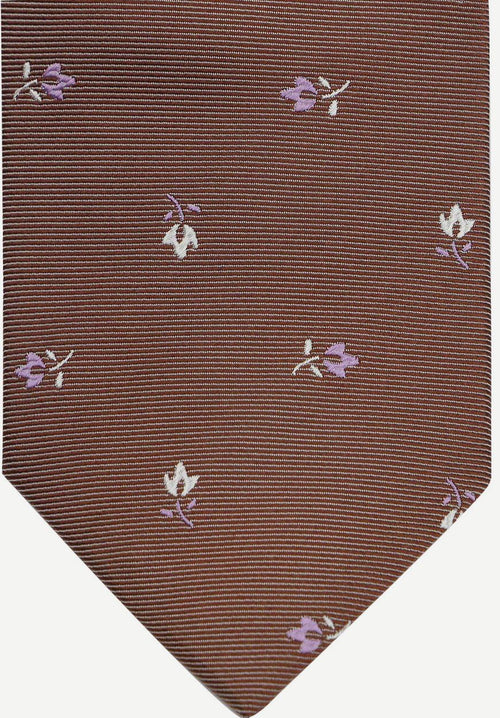 Suitable stropdas zijde bloem bruin
