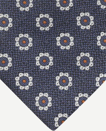 Stropdas zijde bloem donkerblauw